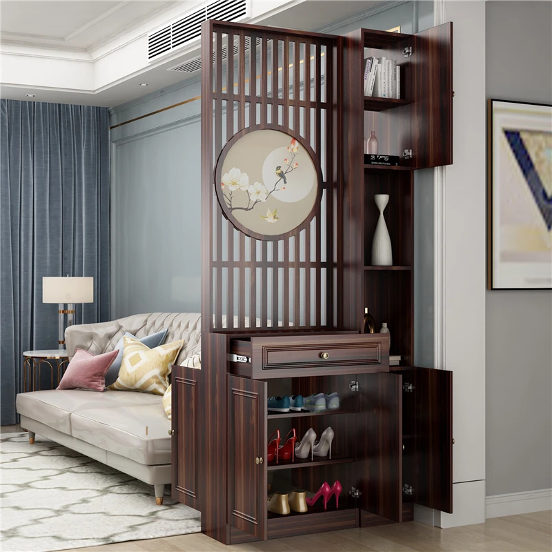 客厅双面隔断装饰门厅进门入户新中式现代简约屏风玄关柜鞋柜一体