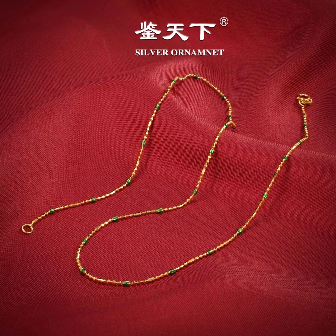 链子925银 镀金珐琅竹节米珠45cm项链05700230