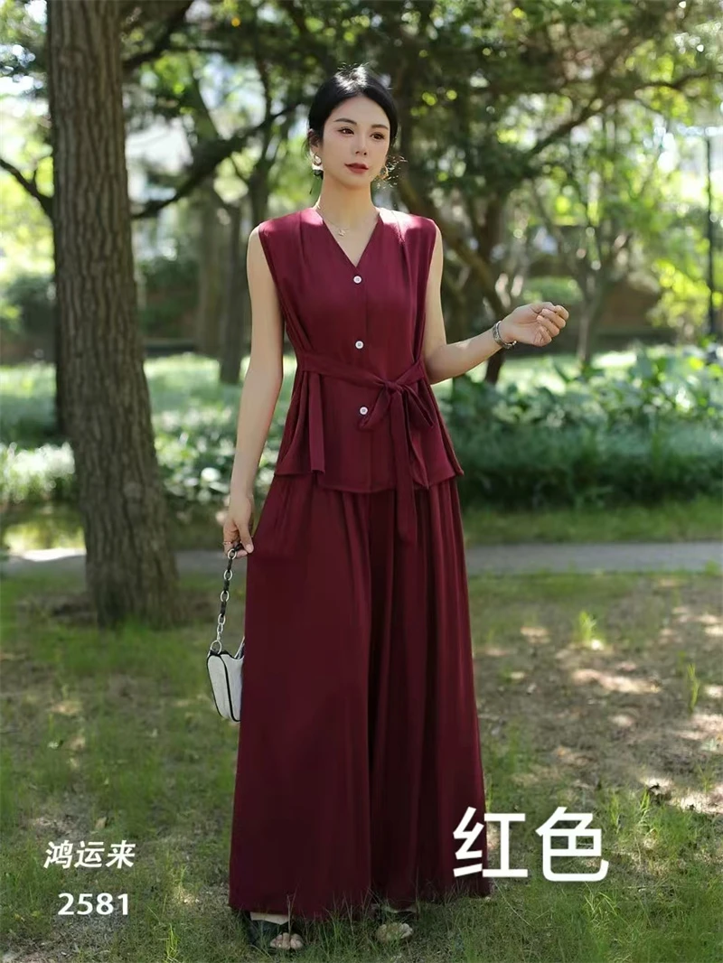 YH-[时尚减龄]2025夏季新款女洋气质显瘦无袖套装GG-2581