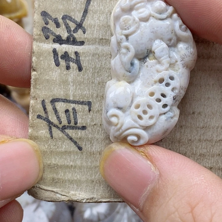 颈饰未镶嵌硅化珊瑚（珊瑚玉），***！