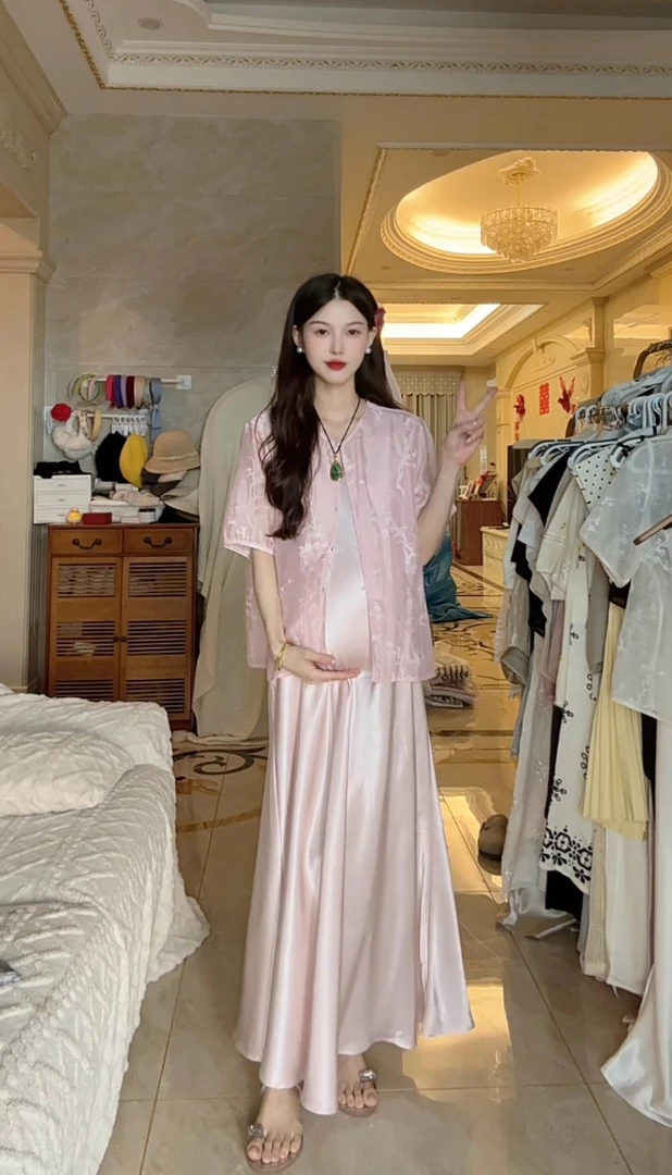 通勤植物花卉紫色系长袖大码套装6579