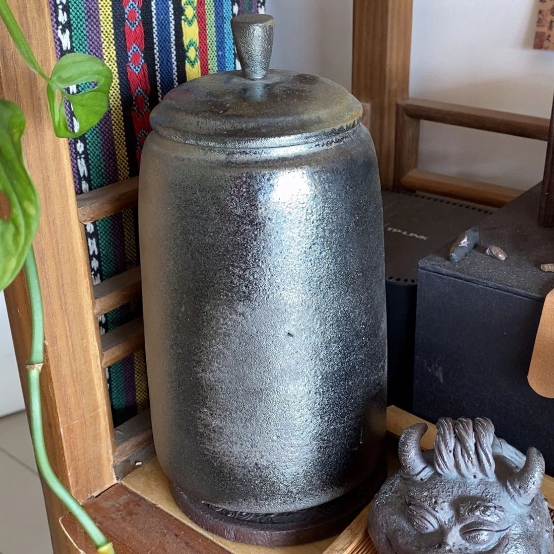 建水紫陶柴烧茶器全手工纯柴烧壶茶叶罐