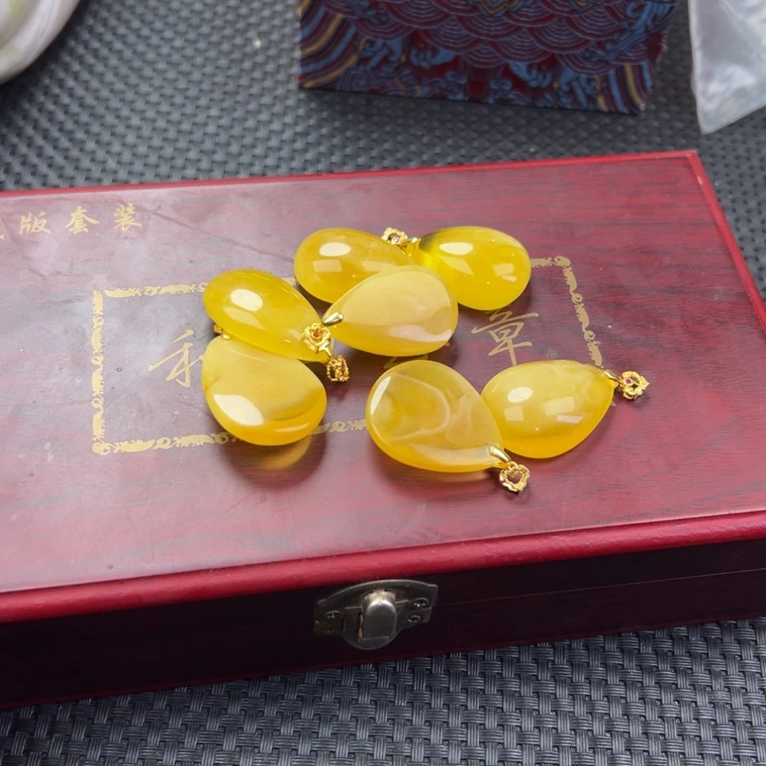 银S925镶嵌颈饰琥珀多样性拍一发一