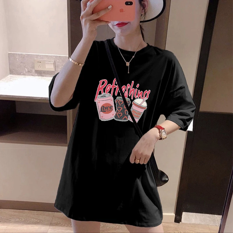 2025新款正肩圆领短袖t恤女小众设计感时尚百搭宽松黑色上衣夏季