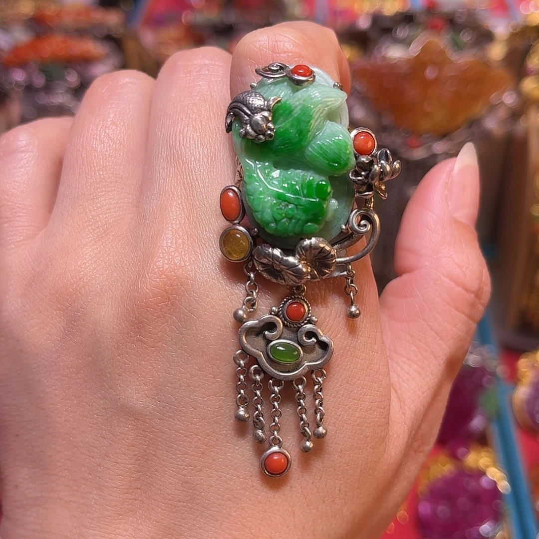 翡翠银S925镶嵌戒指双十二福利价