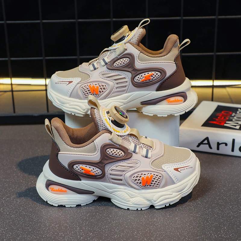 男童运动鞋春秋季新款儿童旋转纽扣鞋潮流男孩学生透气老爹鞋软底