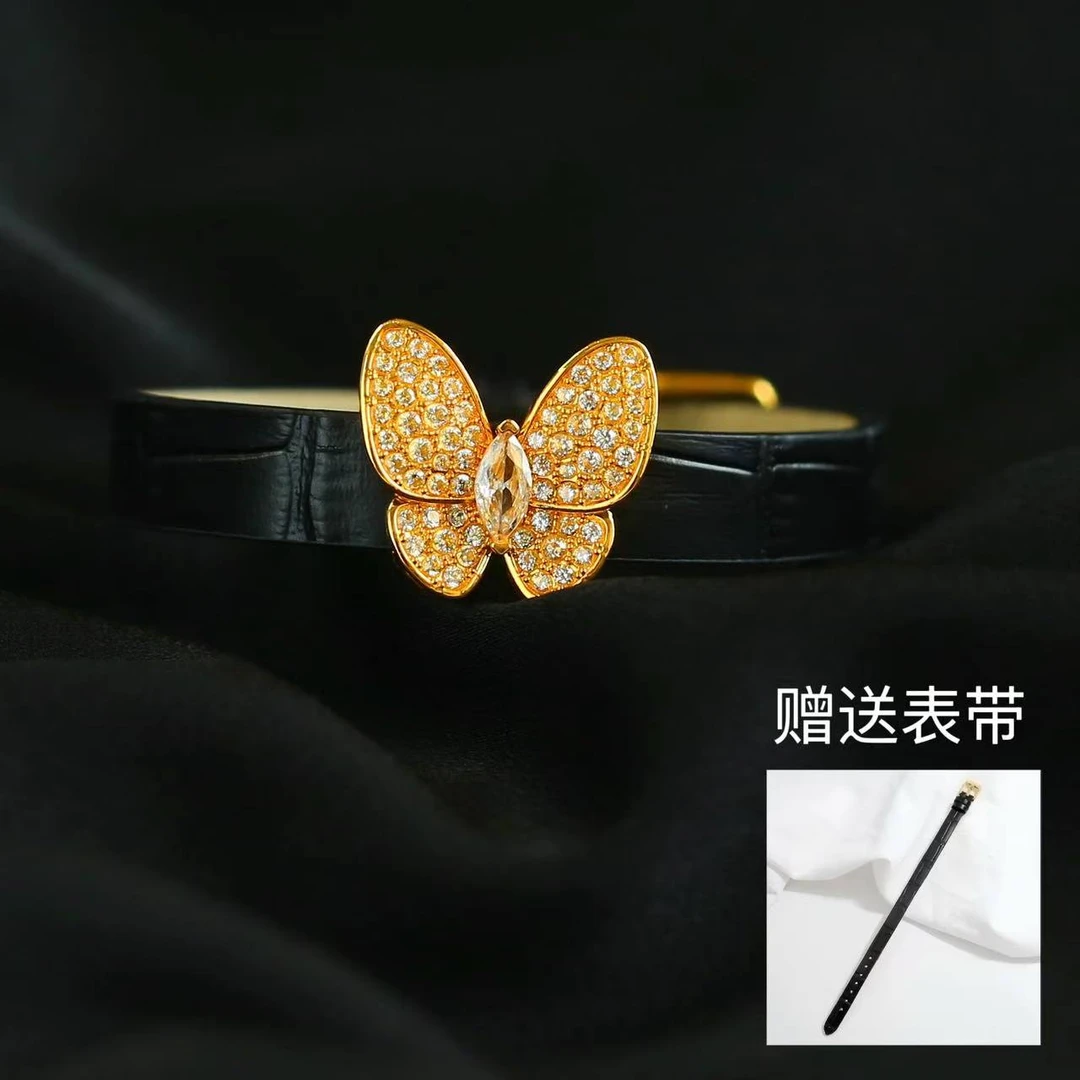 【巧儿专属】18k金幸运仙女蝴蝶百搭手环 （赠送黑色表带）时尚