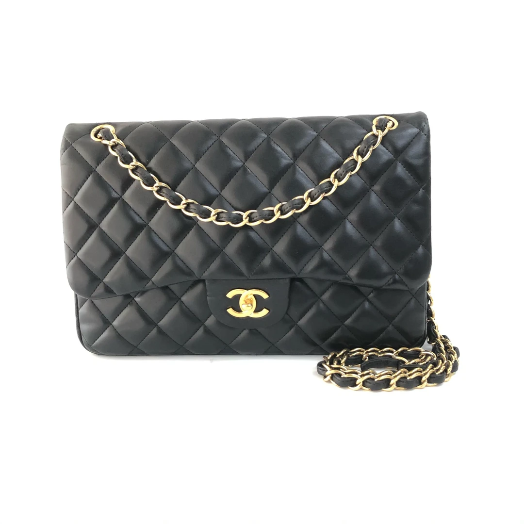 95新 Chanel/香奈儿 安洁利严选 黑金大号cf单肩包 WHL502028H