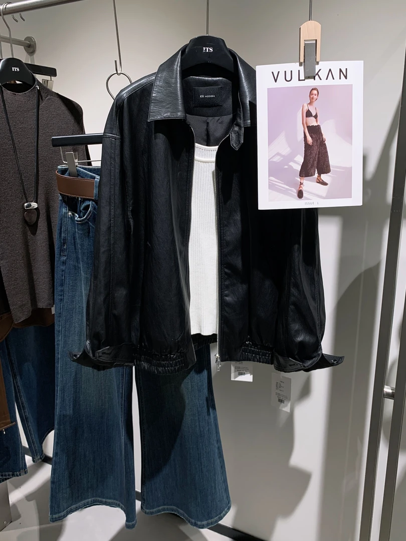 【经典回归】秋季复古翻领宽松皮衣外套4038