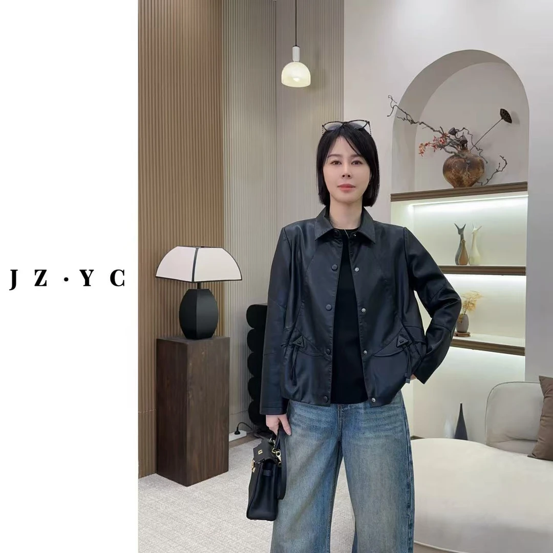 【洁子推荐】2025秋季新款257973韩版翻领休闲皮衣外套JZYC