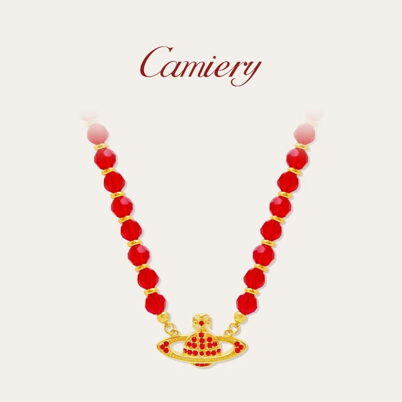 CAMIERY/卡美瑞 新中式红色土星项链NS