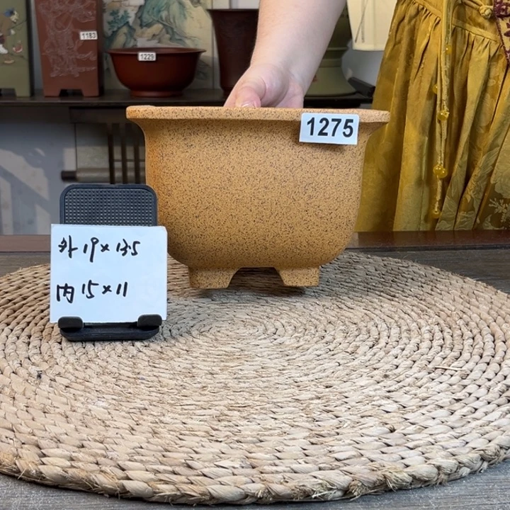 紫砂花盆柴烧中号仿古四方1275