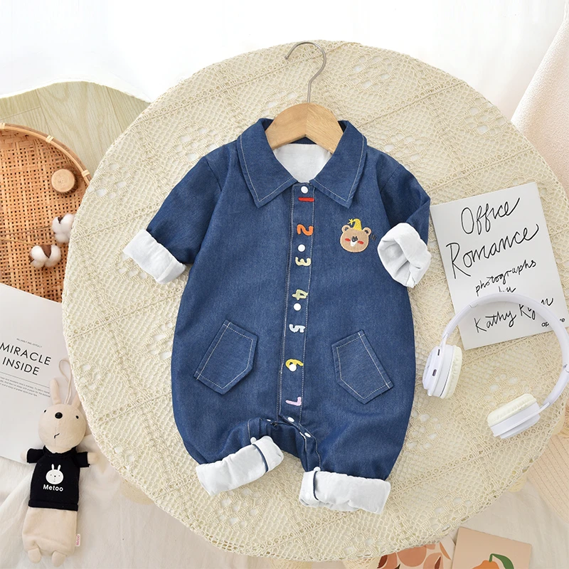 【买一送一】婴儿连体双层春季哈衣新生儿爬服潮流宝宝春装衣服外穿