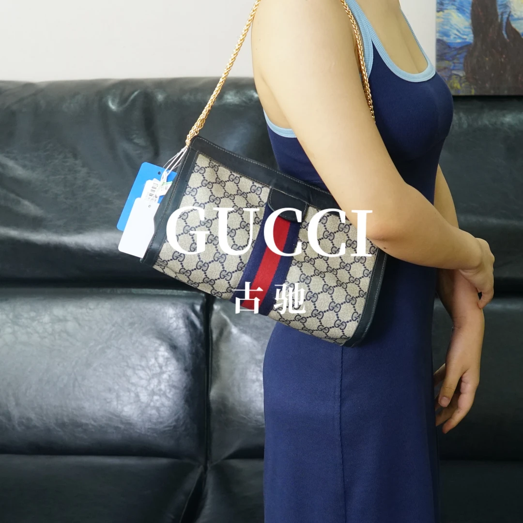 95新 GUCCI/古驰 蓝花夹子包/SY05728046/8046