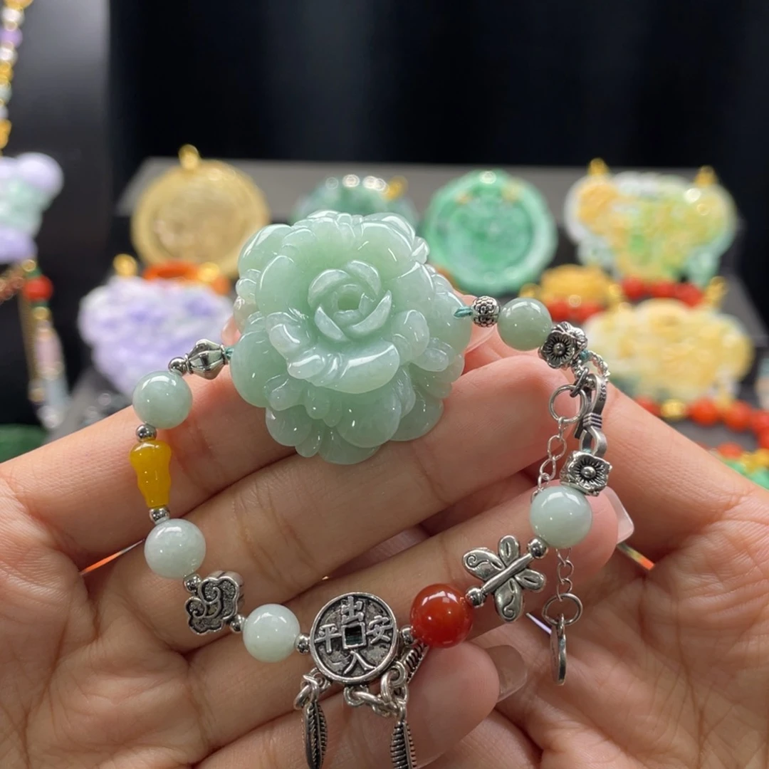 翡翠手链未镶嵌代编织