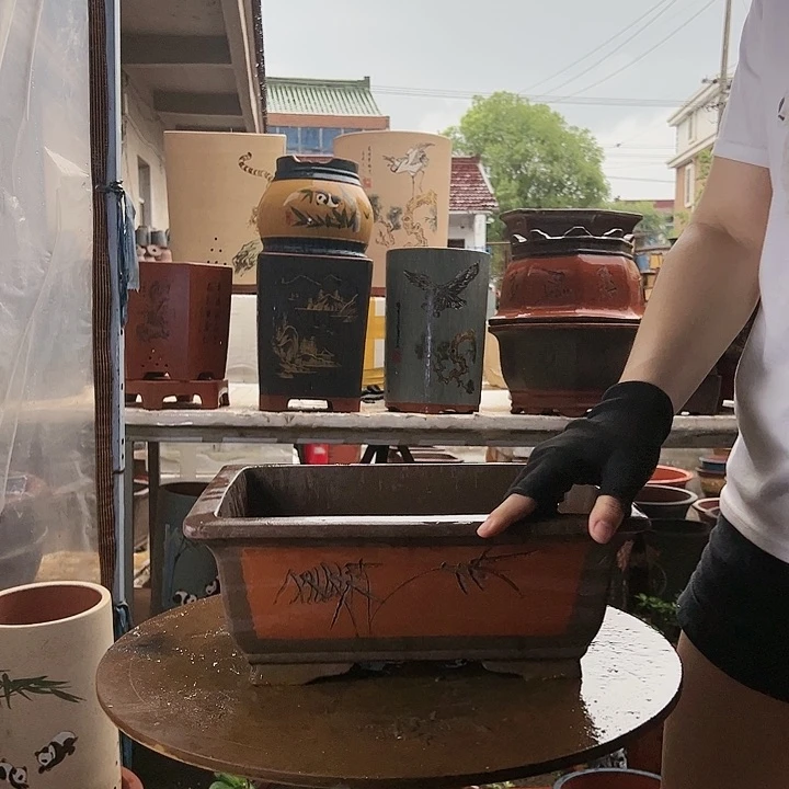 宜兴紫砂31红马槽花盆花盆