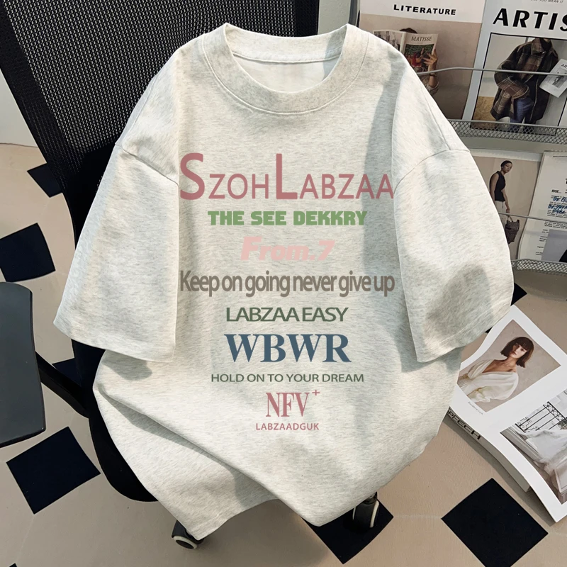 jtrt潮牌美式彩色字母印花纯棉短袖T恤夏季新款小众百搭休闲上衣