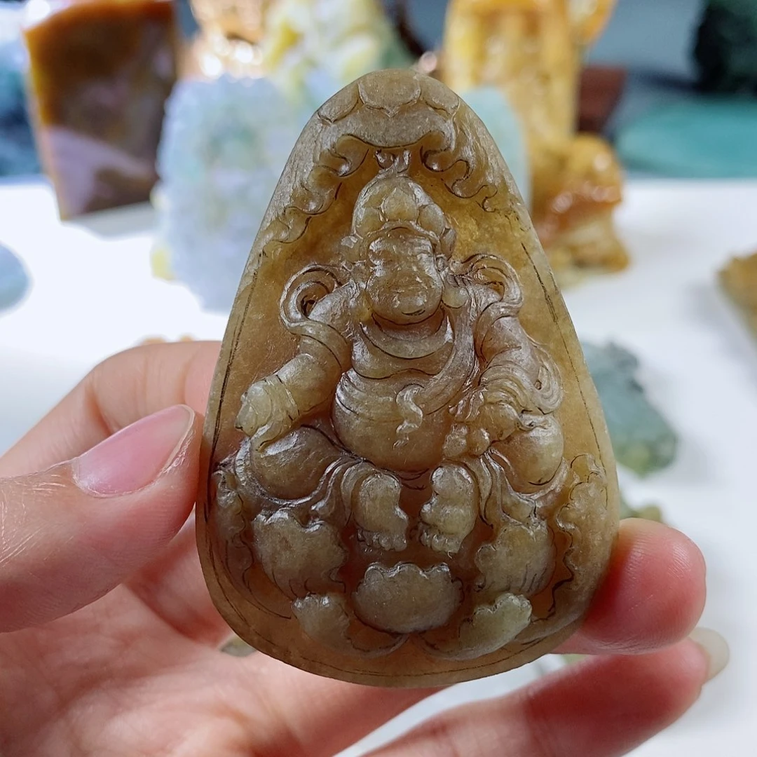 定制翡翠未镶嵌天然a货翡翠黄财神