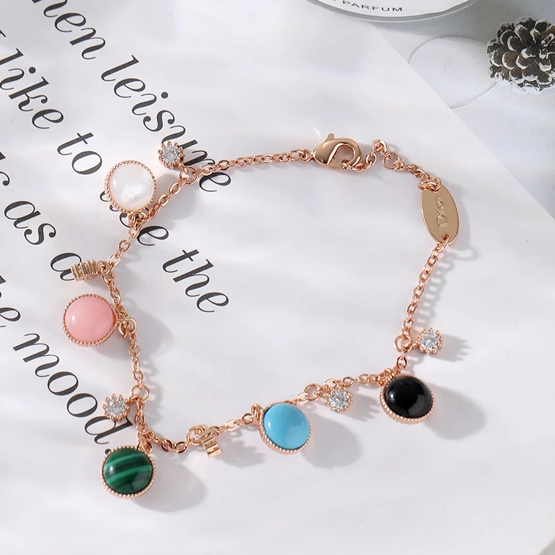 钛钢手链 时尚珐琅轻奢小众设计感罗马彩色盘气质女SL735饰品首饰