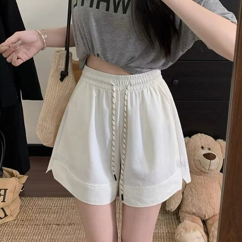 纯色夏季高腰夏季多巴胺风短裤直筒裤子薄款阔腿热裤