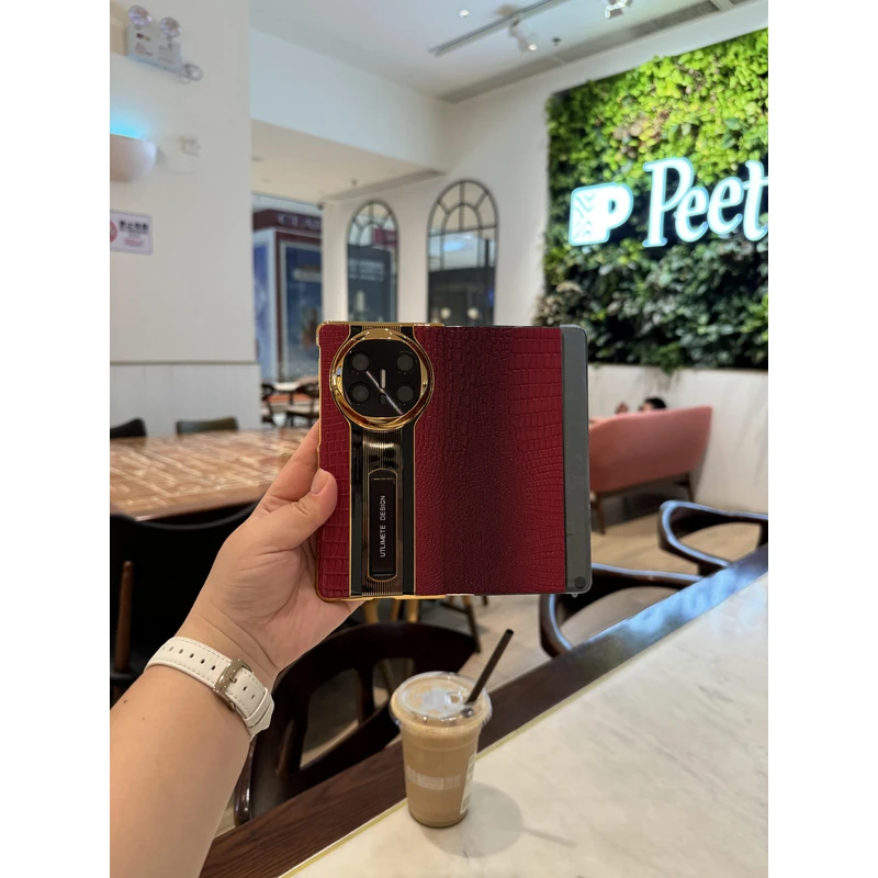 适用于华为Matex6/Matex5电镀蜥蜴纹镜头全包支架折叠手机壳