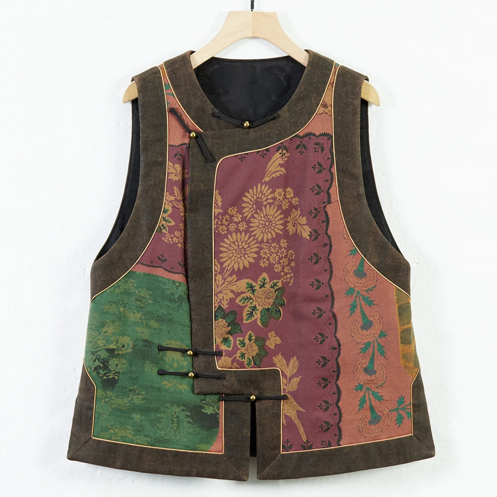 华族经典【舒云意】百纳福香云纱夹棉中式马甲文艺牛仔夏季国风女装