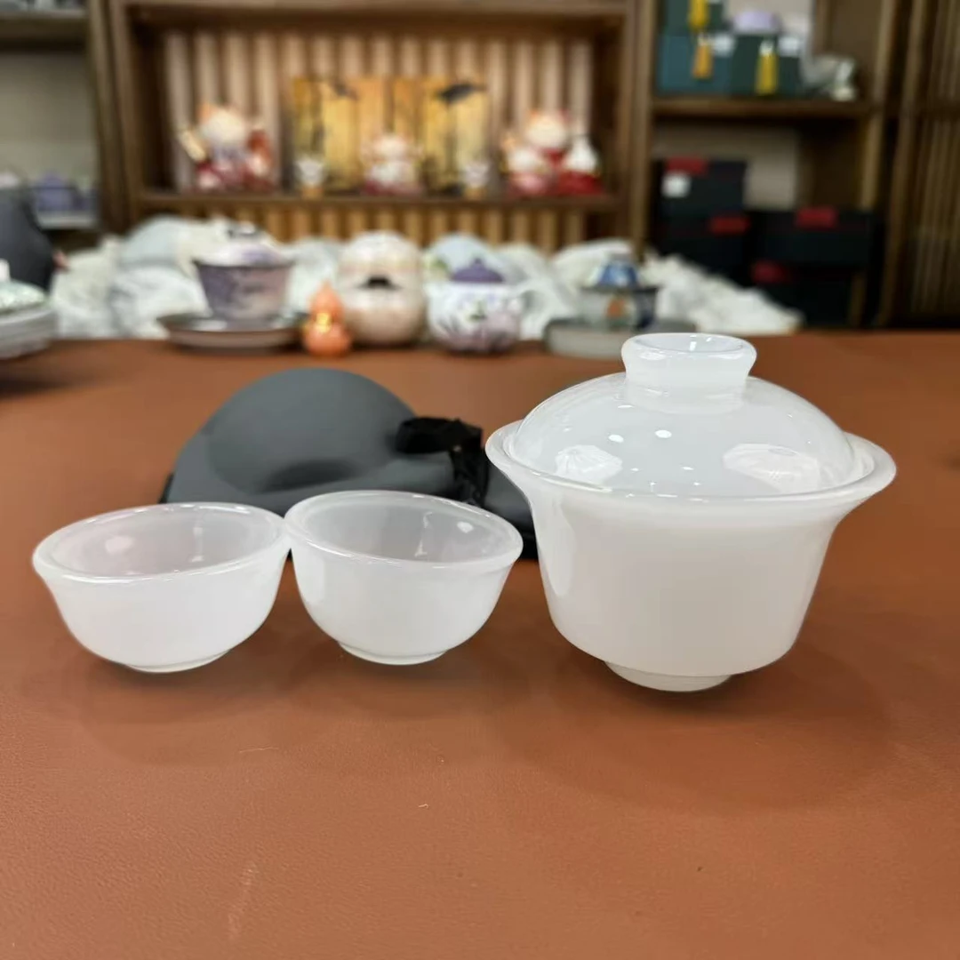 允礼A109-琉璃一盖两杯旅行茶具