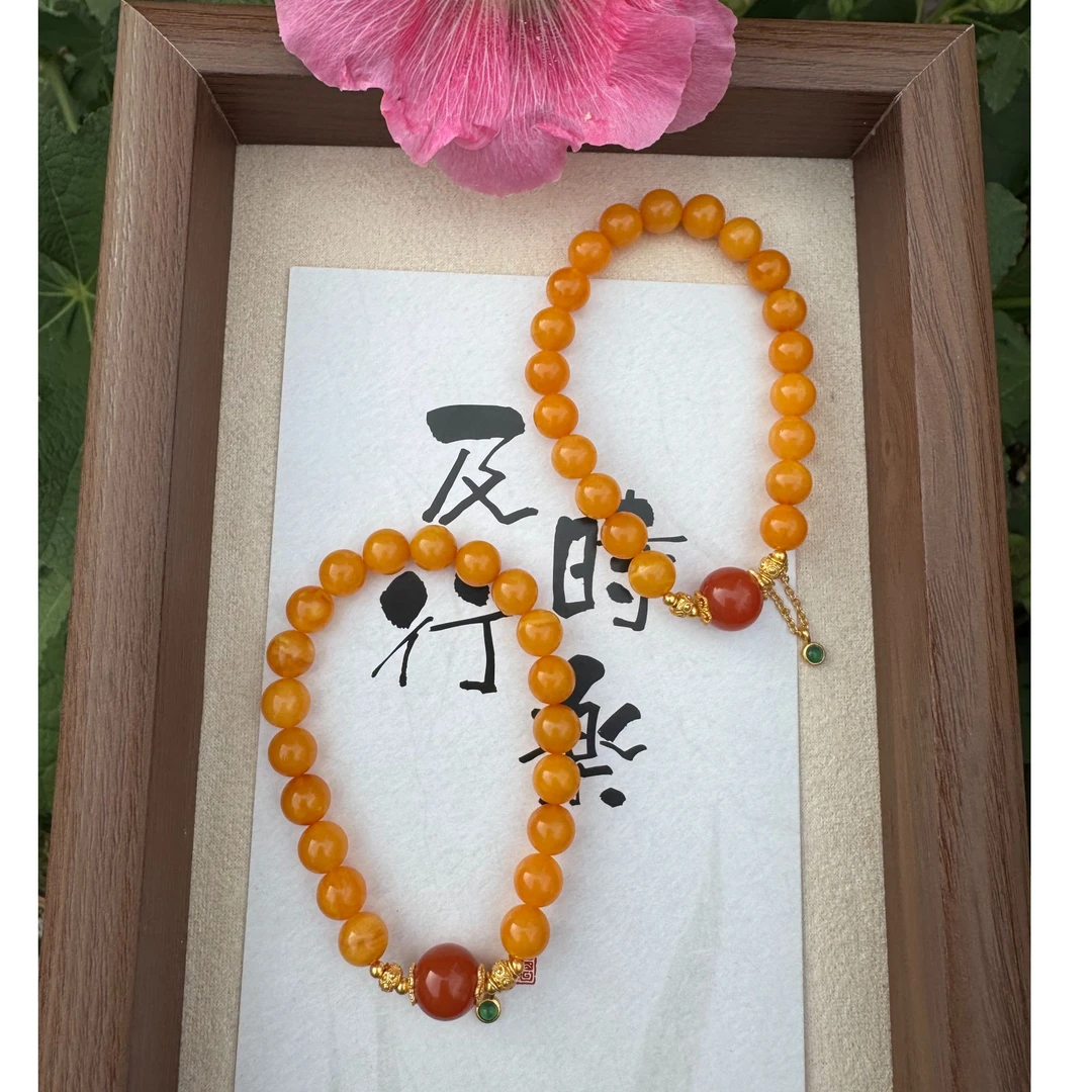 《喜珀珠宝》蜜蜡老花蜡8mm单圈手串，多样性发其一