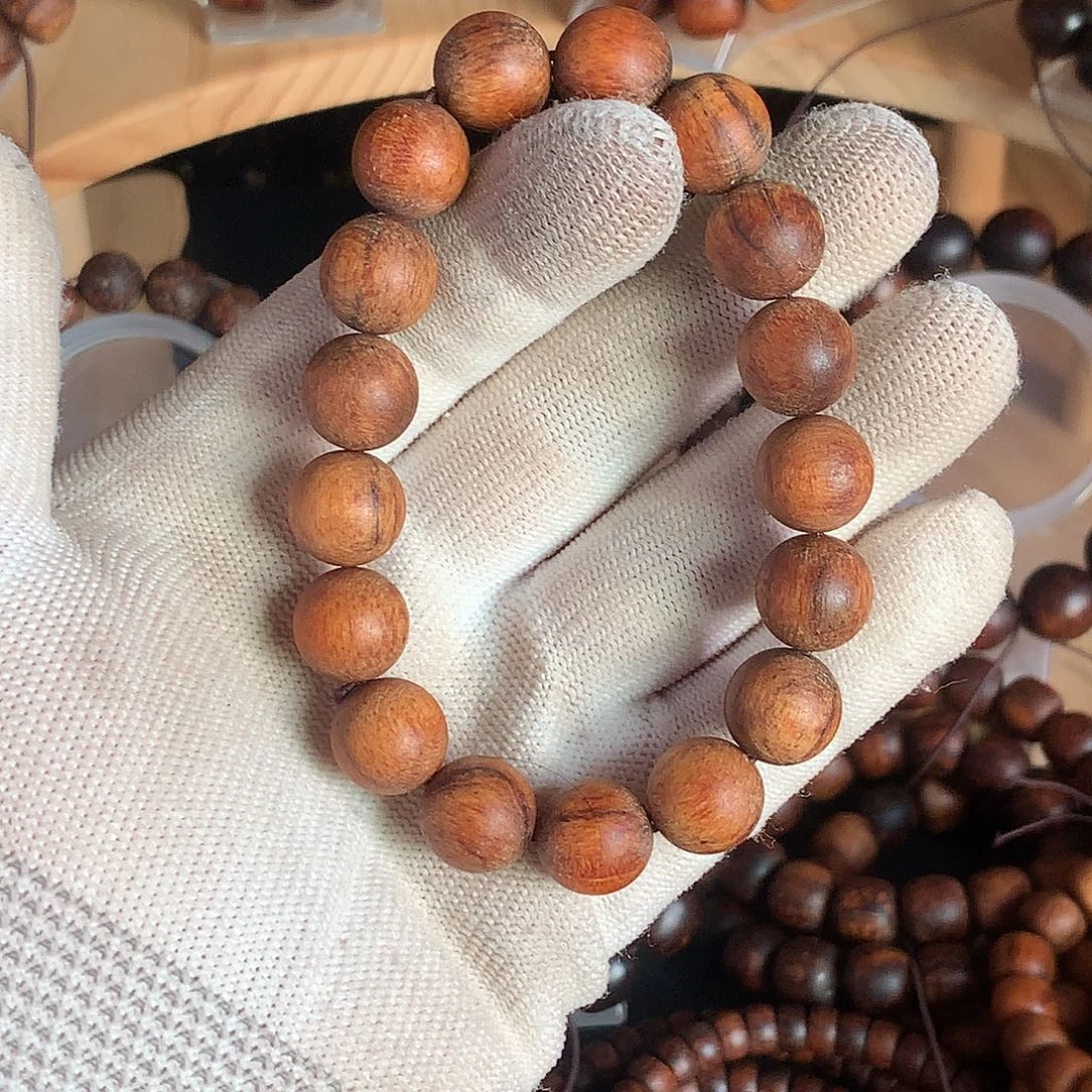 手串/手链贡木12橘红油粗抛圆珠微瑕疵