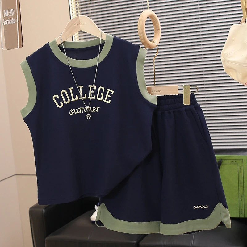 童装坎肩男童无袖套装2025新款儿童夏装薄款背心两件套宽松帅气潮