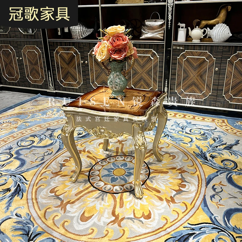 法式实木小茶几 欧式奢华角几客厅新古典沙发边几雕花小户型边桌