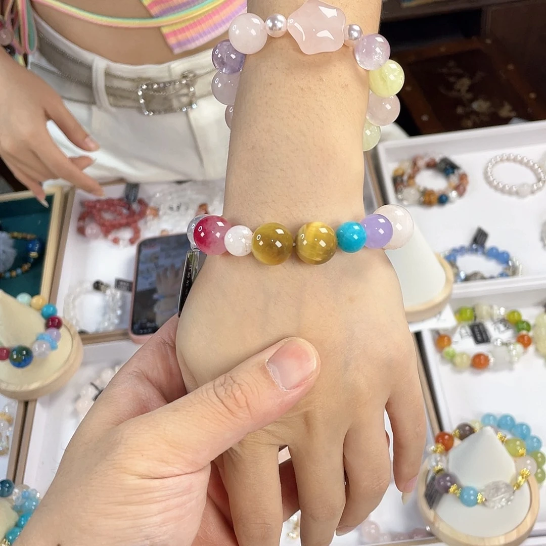 水晶手链银S925镀金镶嵌