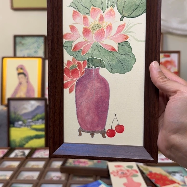 有机玻璃荷花带框