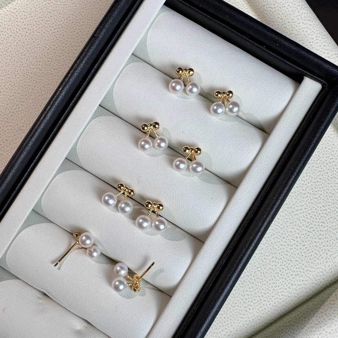 【小樱桃耳钉】【真珠佳人】S925银淡水珍珠耳钉4-5mm（多样性发一）