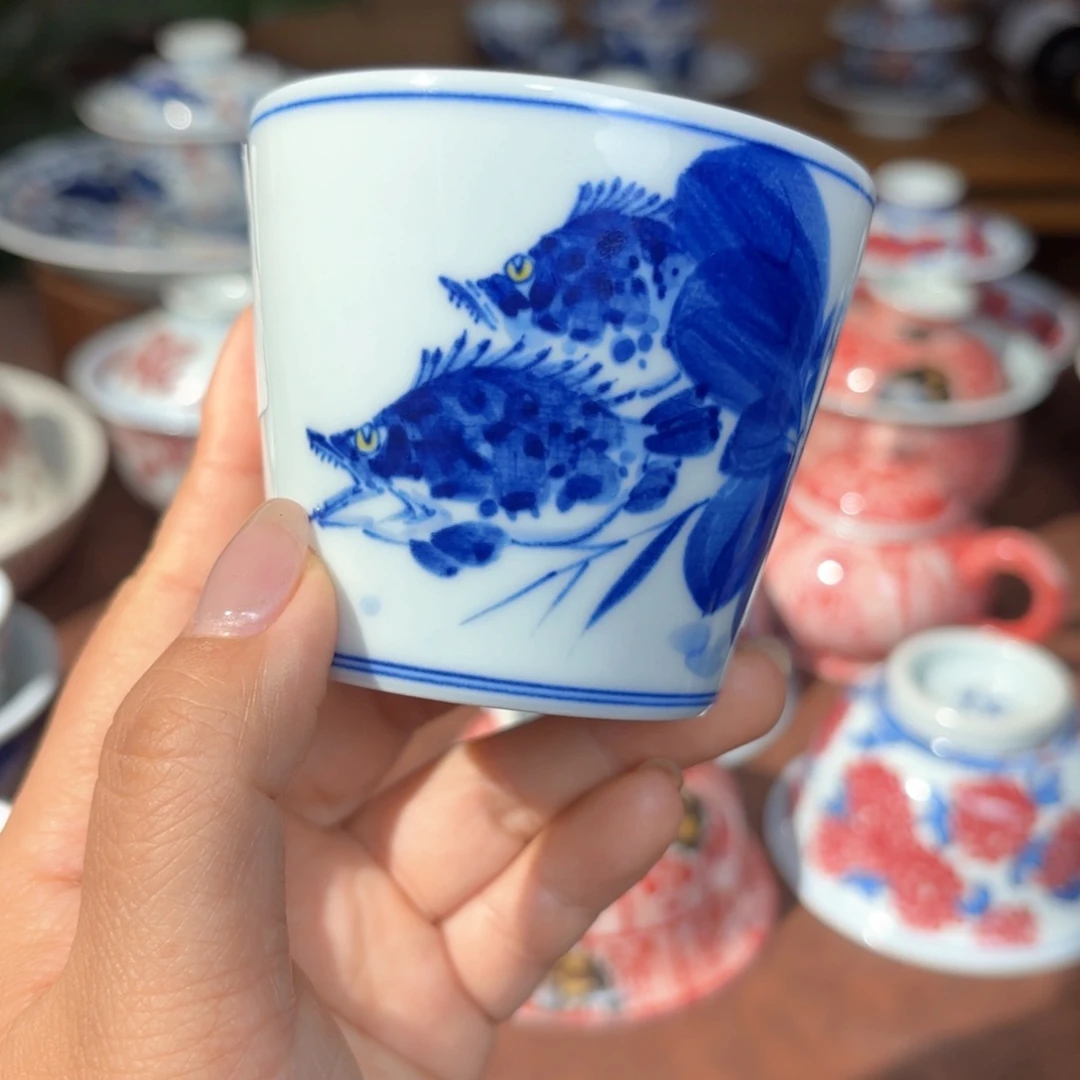 青花手绘和为贵可乐杯