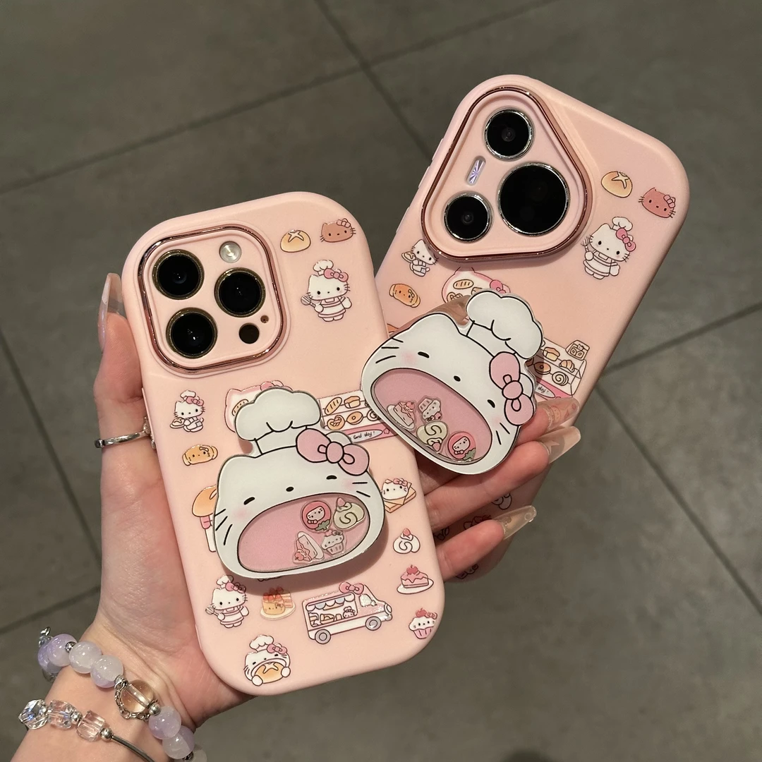 大嘴巴KT摇摇乐支架适用苹果17/16小胖妹手机壳华为vivo小米oppo