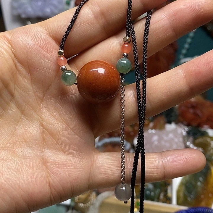 蛇纹石玉合金吊坠(赠链)