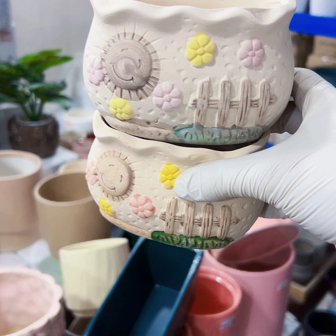 有孔，外贸尾单陶瓷花盆凑单10米包邮