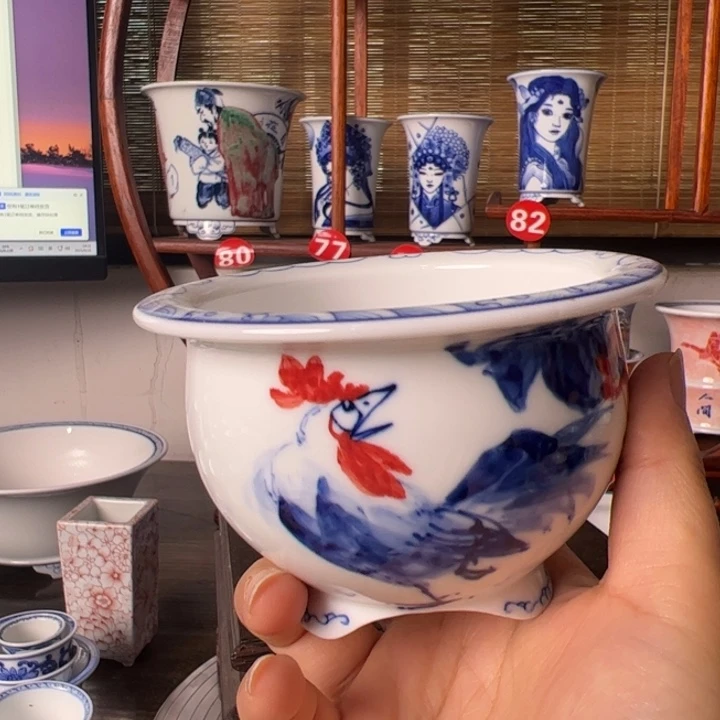 墨奈手绘陶瓷花盆
