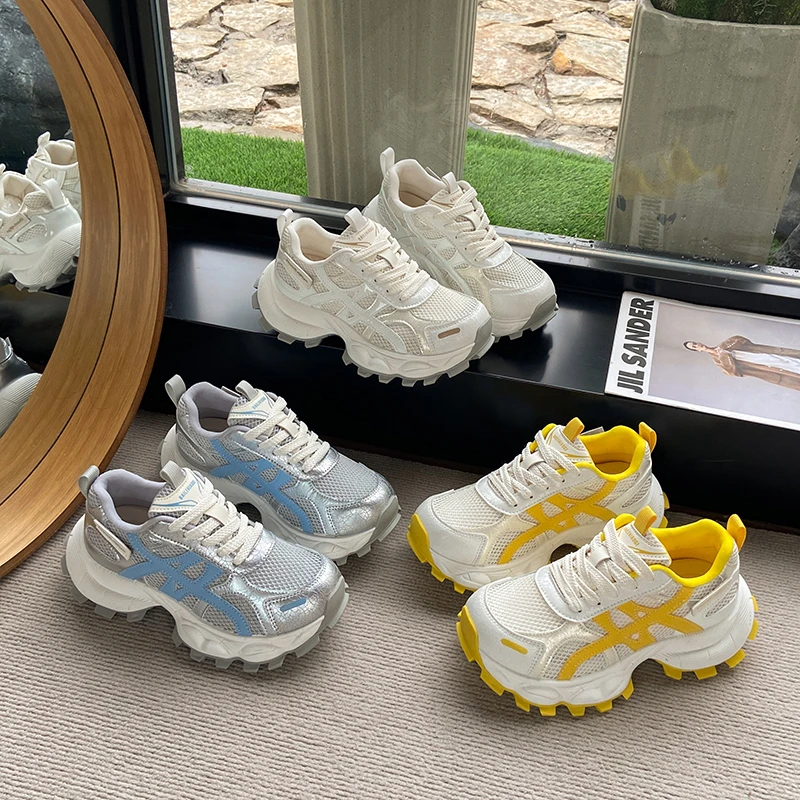 夏季新款网面透气时尚拼色老爹厚底增高百搭老爹鞋女夏季飞泰A001