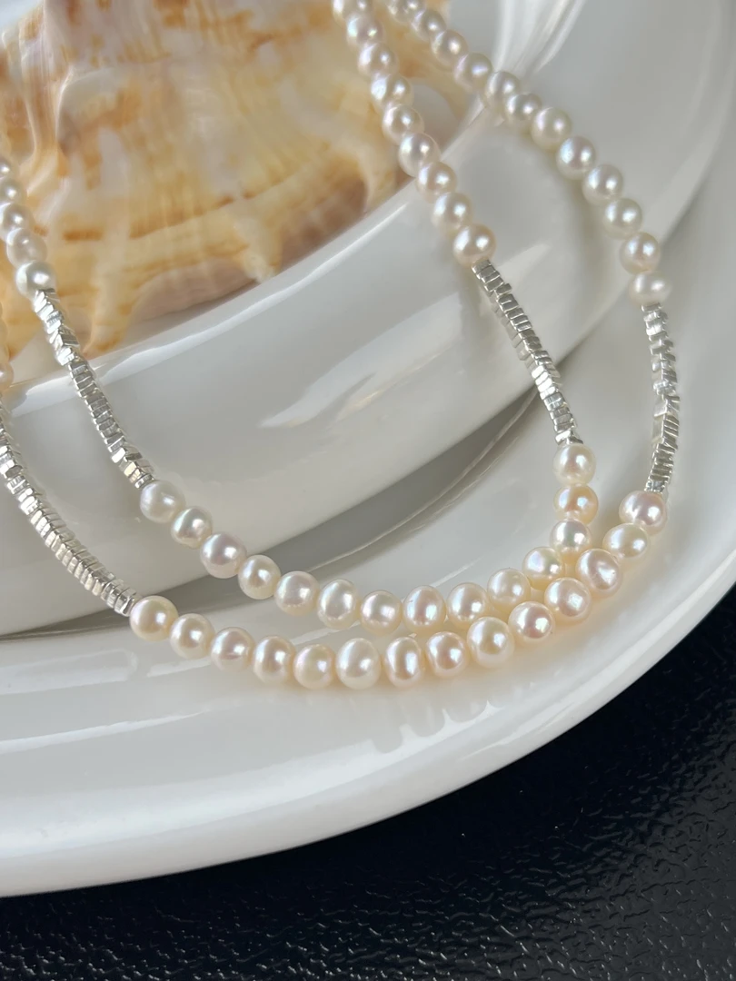 坠链均925银 【万莱塔】S925银碎银子珠珠项链N12322