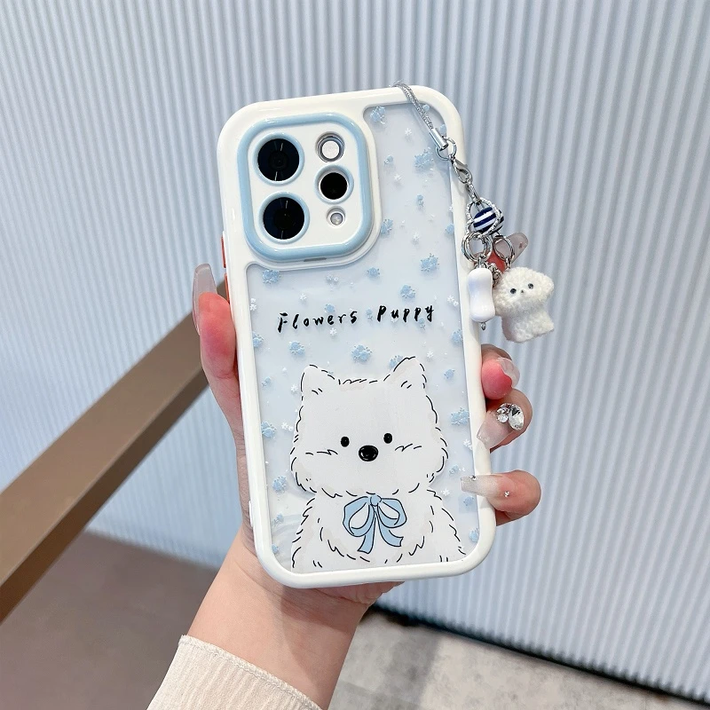 适用于vivos50手机壳透明新款全包防摔可爱碎花小狗小众ins风女款