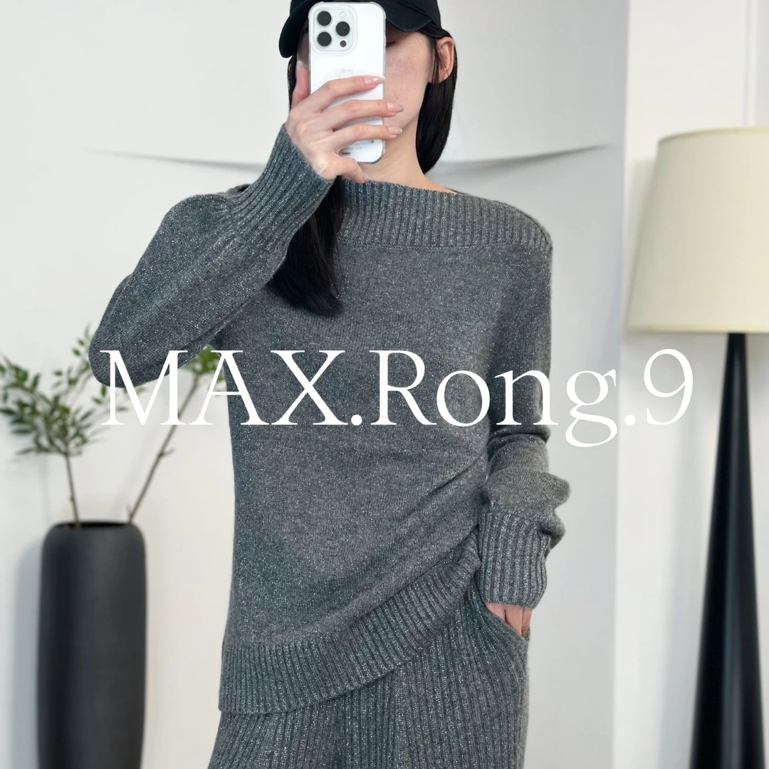 MAX.Rong.9【设计师】上衣 金银丝纱线柔软亲肤一字领上衣 185C