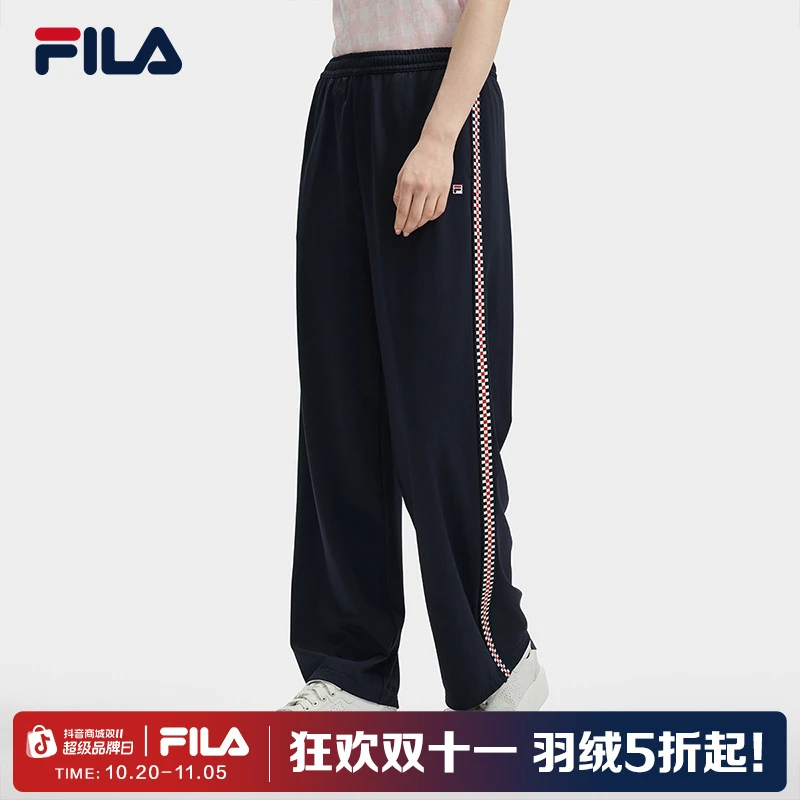 FILA斐乐女装针织长裤2025夏季新款阔腿百搭时尚直筒F11W431602F