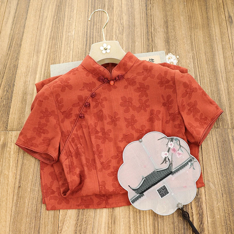 俏娘鱼改良新中式碎花短袖旗袍女2025夏季新款日常可穿素雅淑女范