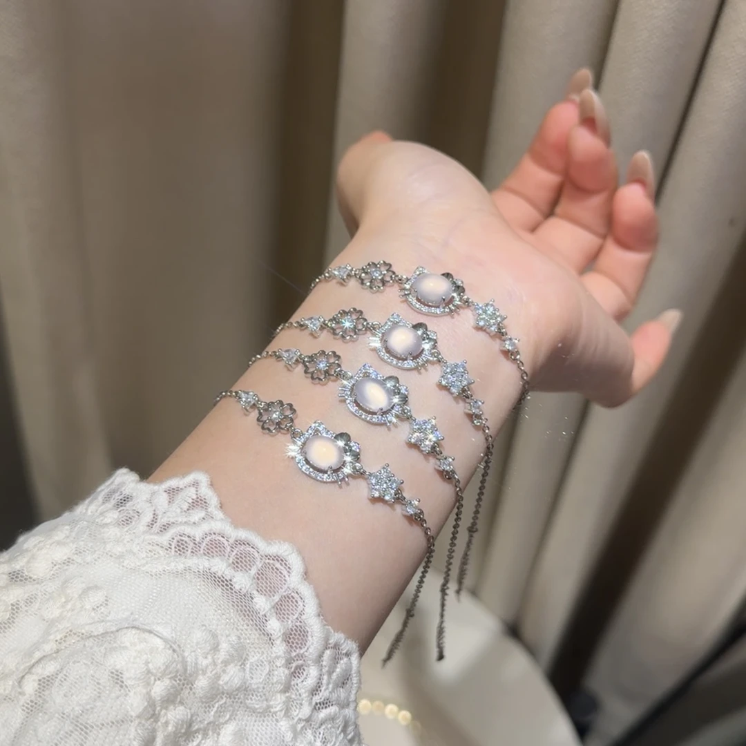 【幸运星kitty】天然粉玉髓蛋面可爱手链少女心