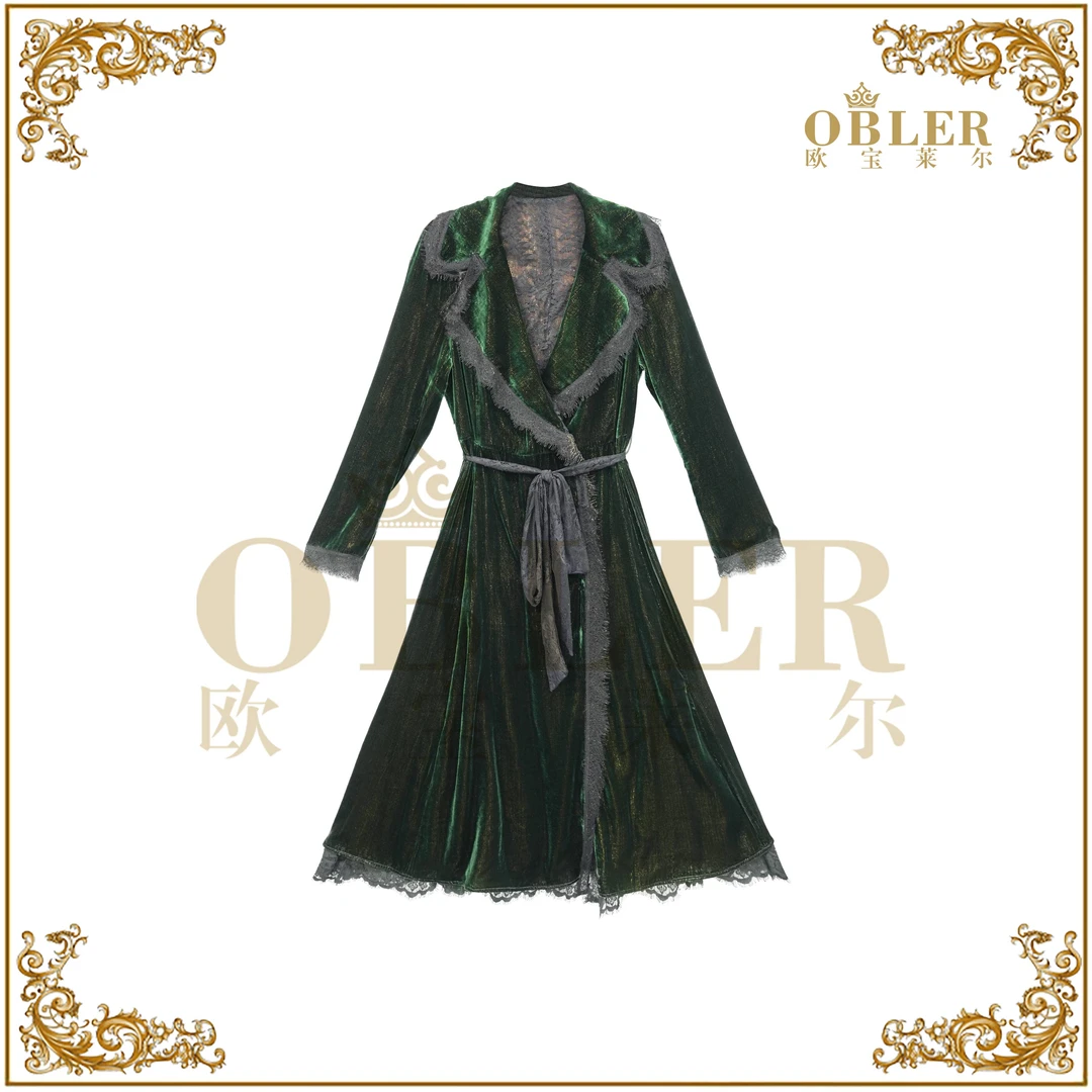 欧宝莱尔2025法式风立体刺绣丝绒外披裙305-24883