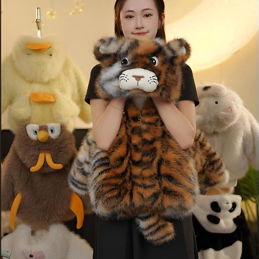 儿童毛毛外套中性款小老虎上衣仿皮草冬季2025保暖加厚外套