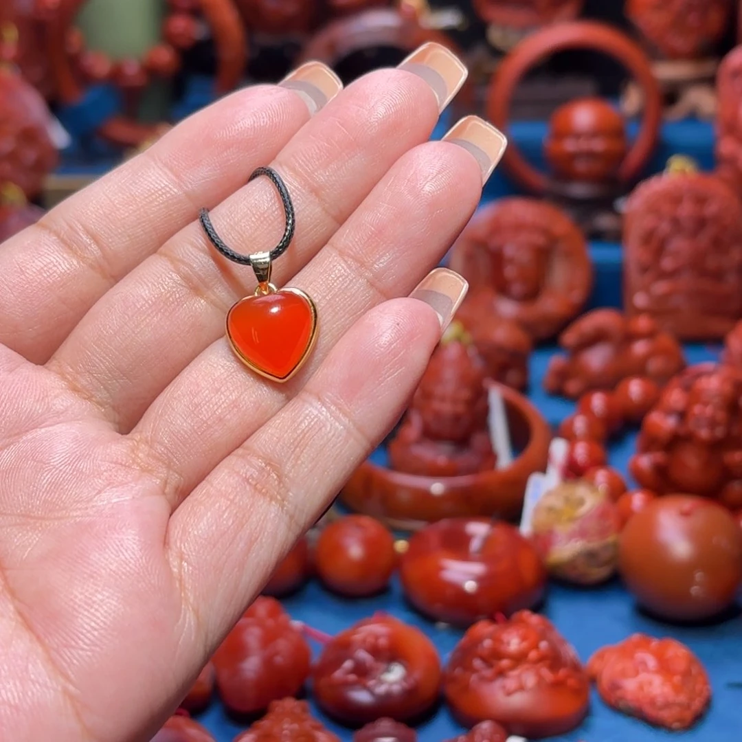 银S925镀金镶嵌雕刻南红玛瑙