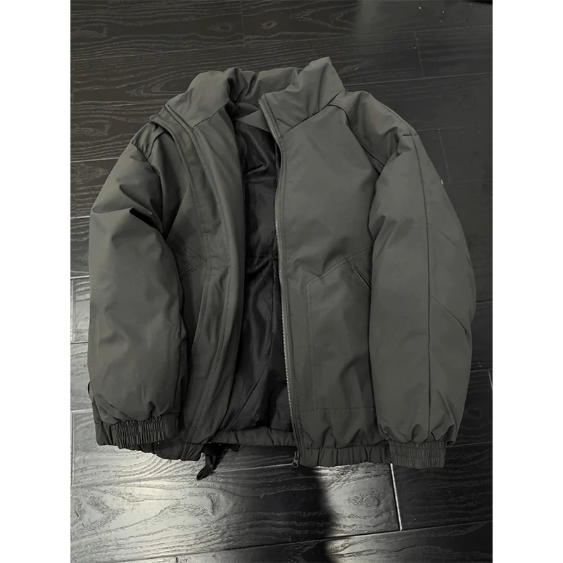 深灰色美式夹克棉服男款冬季高级感cleanfit工装外套保暖立领棉衣